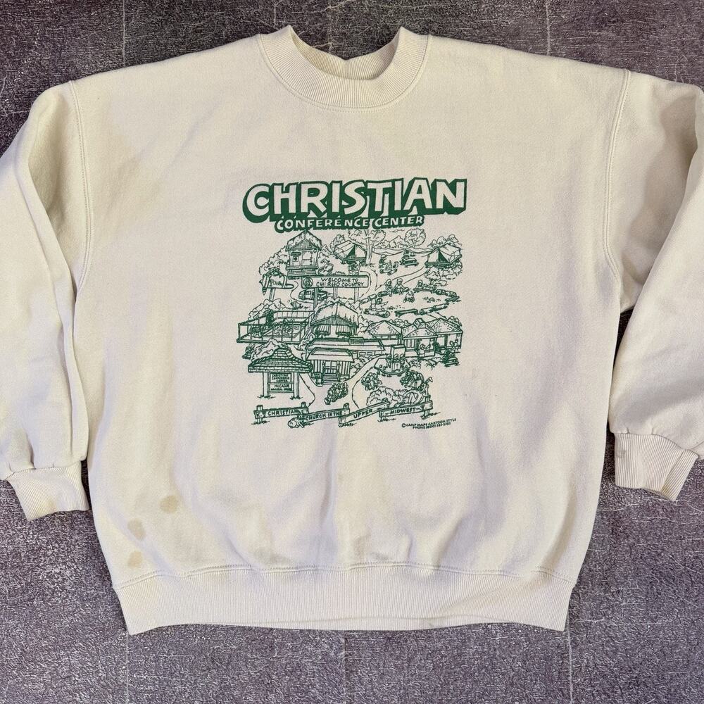 Men's Vintage 90s Lee Christian Conference Center Cartoon Crewneck Sweatshirt XL